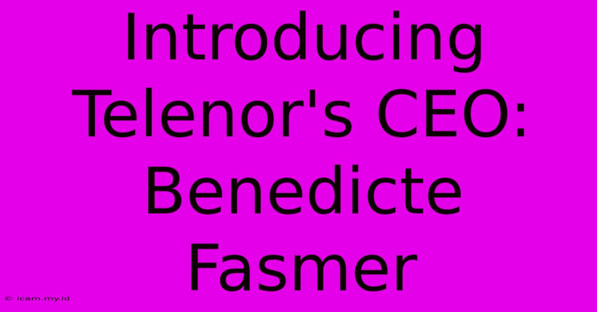 Introducing Telenor's CEO: Benedicte Fasmer