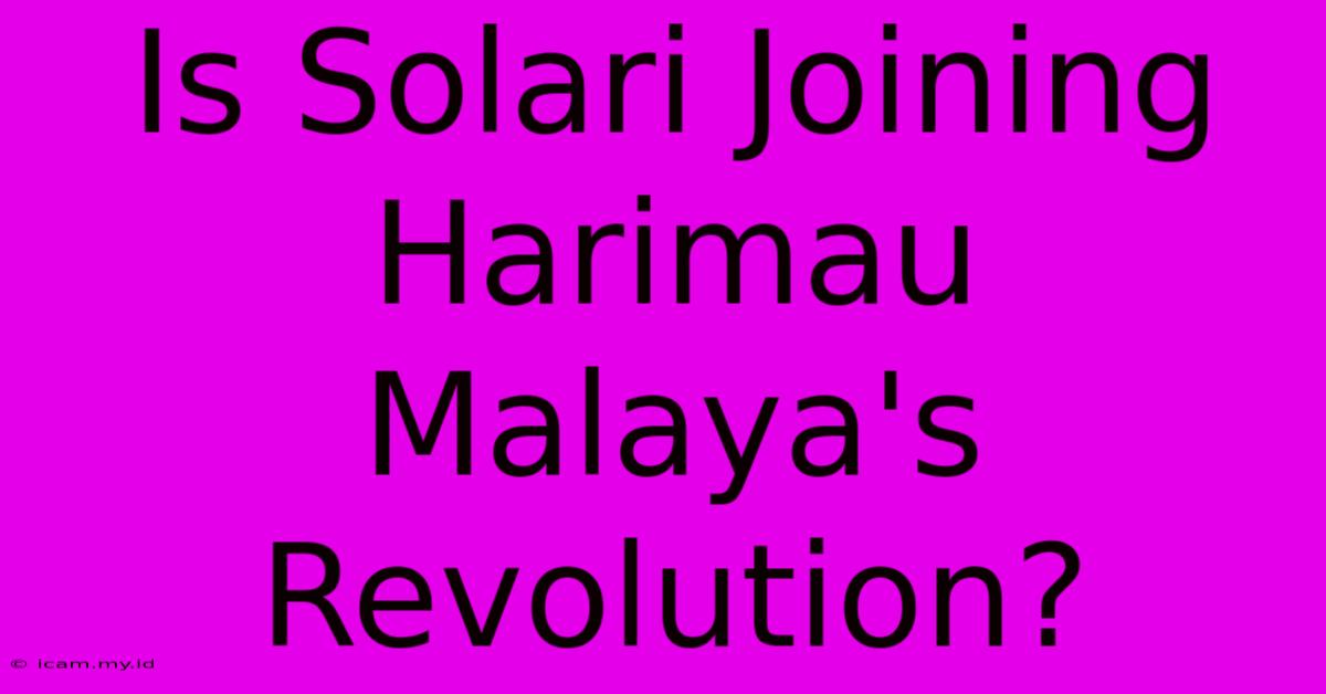 Is Solari Joining Harimau Malaya's Revolution?