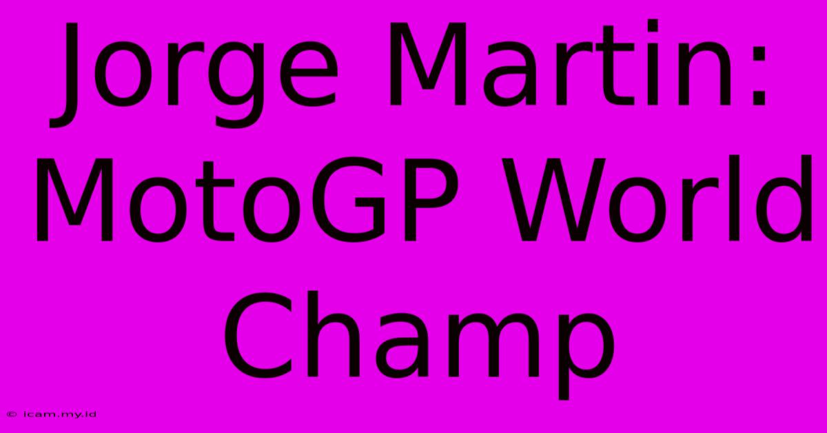 Jorge Martin: MotoGP World Champ