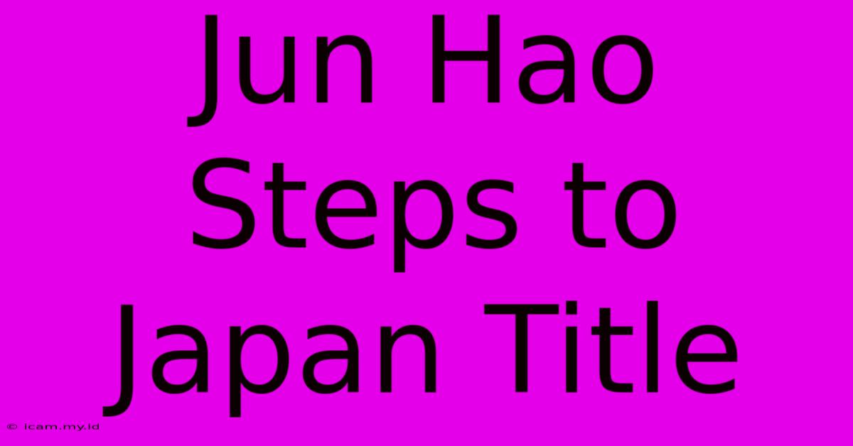 Jun Hao Steps To Japan Title