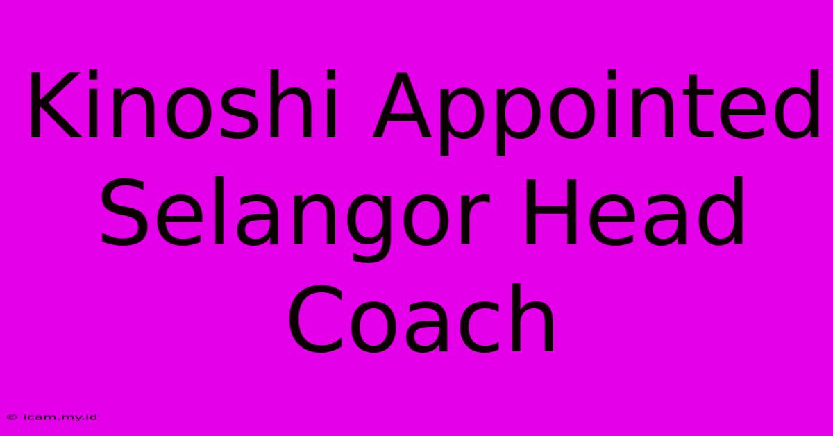 Kinoshi Appointed Selangor Head Coach