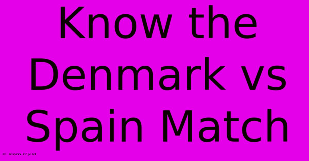 Know The Denmark Vs Spain Match