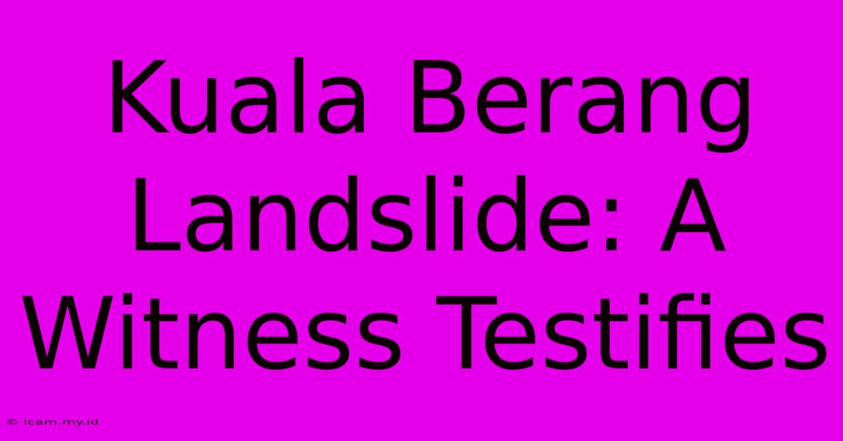 Kuala Berang Landslide: A Witness Testifies