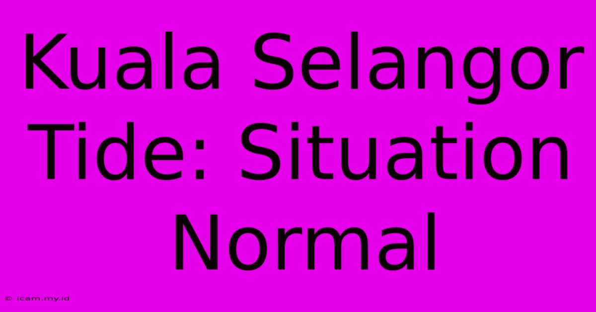 Kuala Selangor Tide: Situation Normal