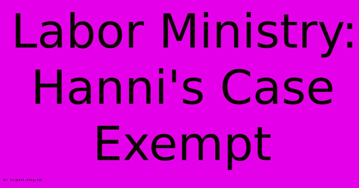 Labor Ministry: Hanni's Case Exempt