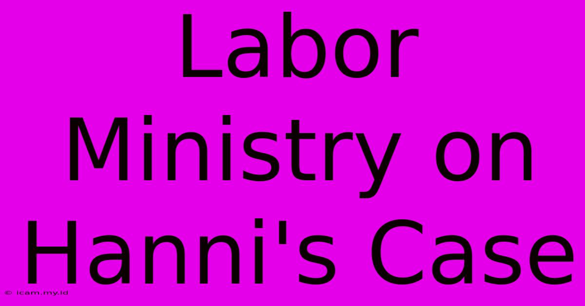 Labor Ministry On Hanni's Case