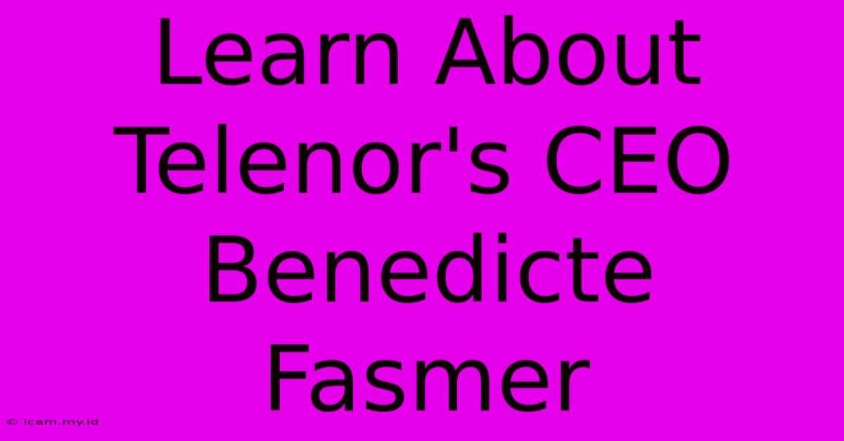 Learn About Telenor's CEO Benedicte Fasmer