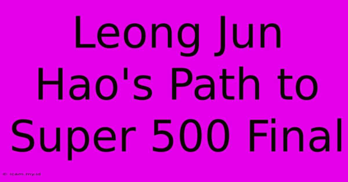 Leong Jun Hao's Path To Super 500 Final