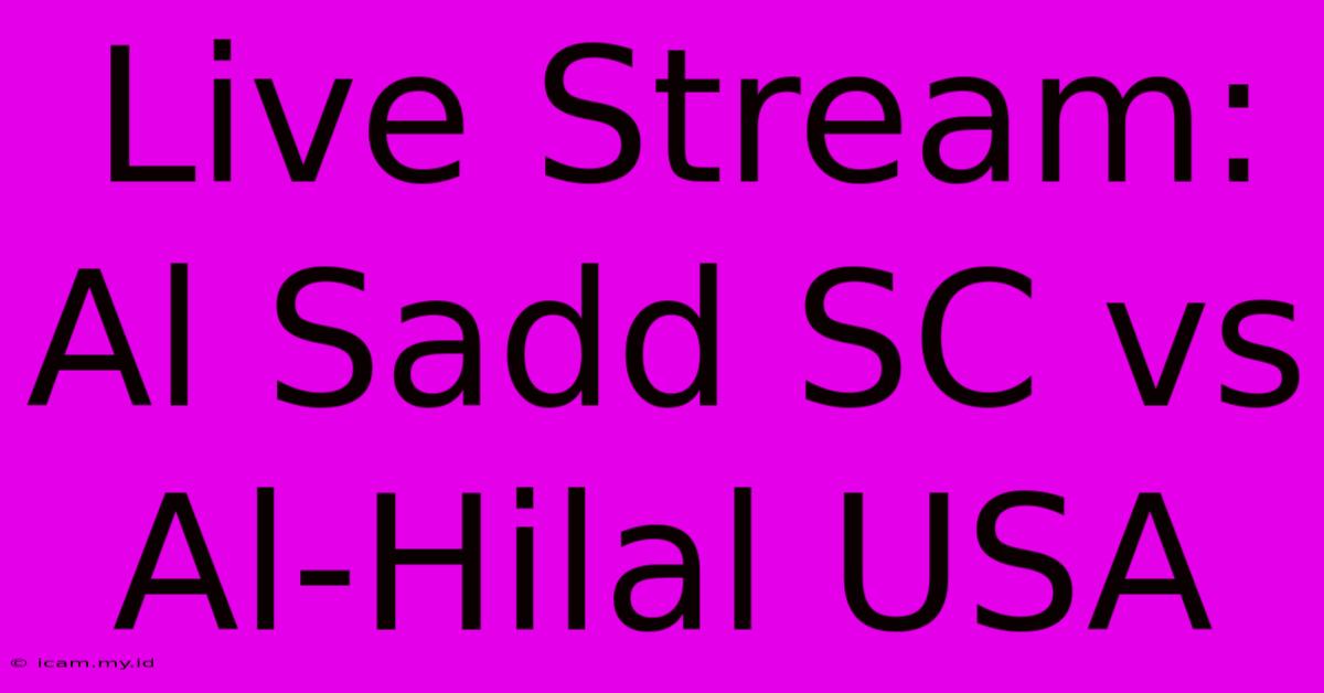 Live Stream: Al Sadd SC Vs Al-Hilal USA