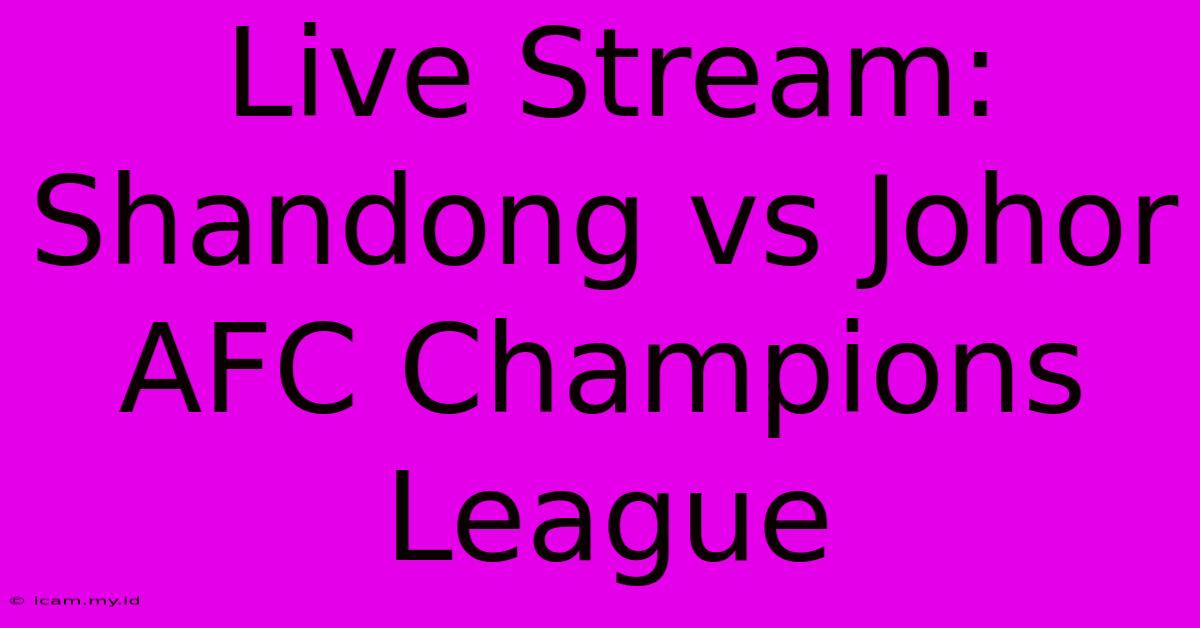 Live Stream: Shandong Vs Johor AFC Champions League