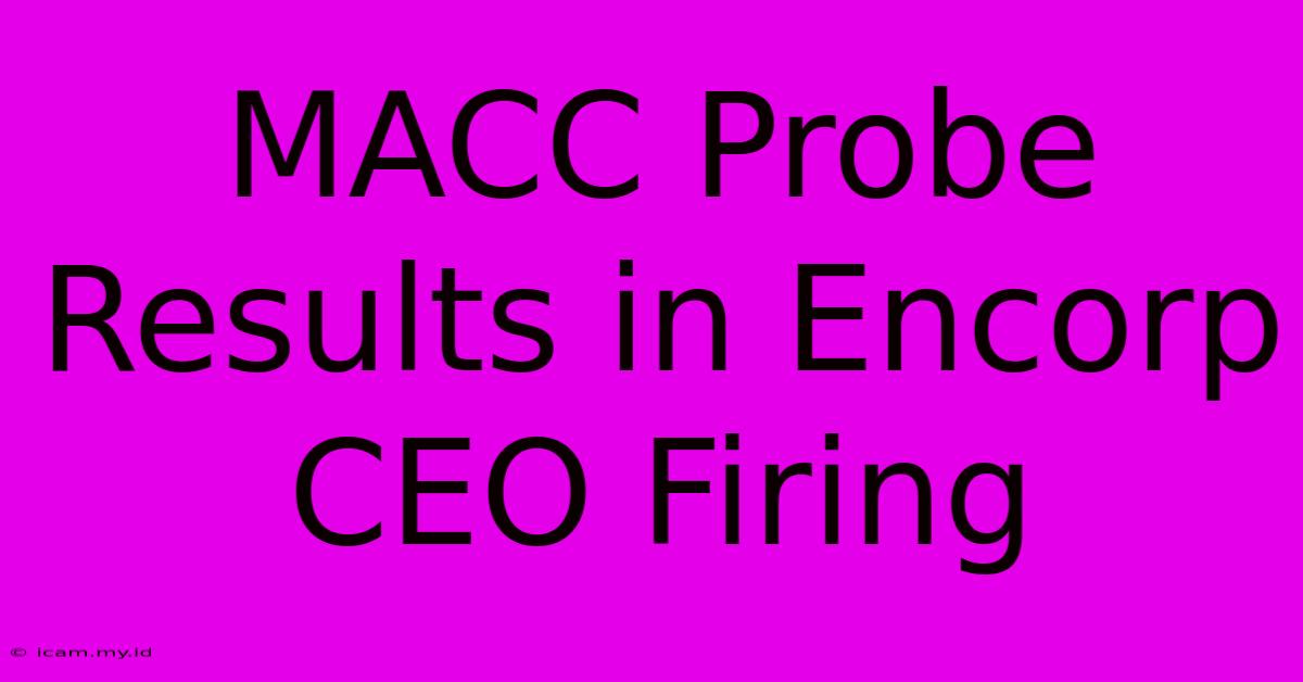 MACC Probe Results In Encorp CEO Firing