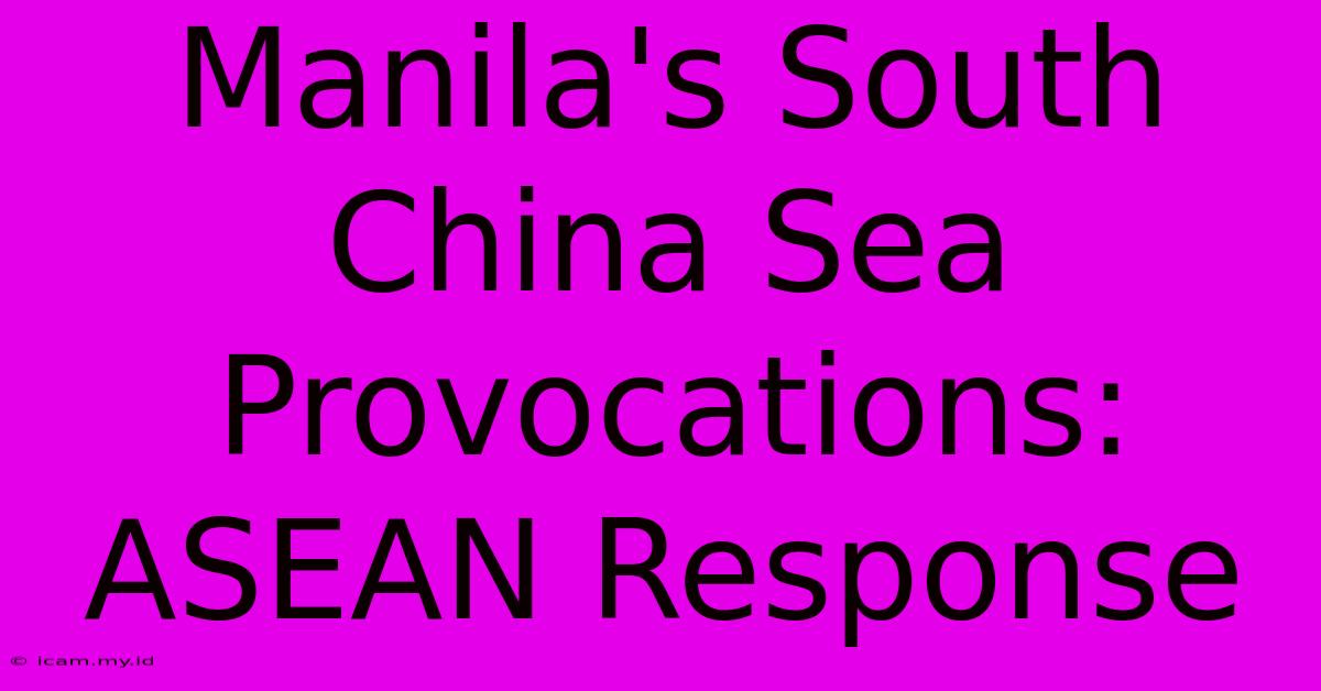 Manila's South China Sea Provocations: ASEAN Response