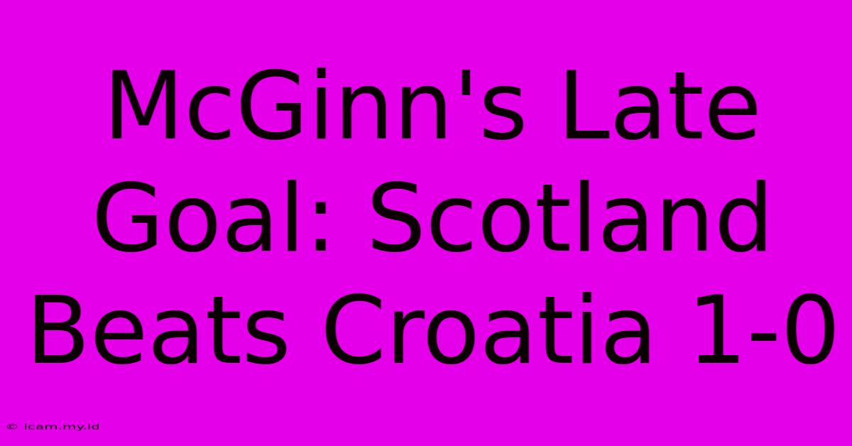 McGinn's Late Goal: Scotland Beats Croatia 1-0