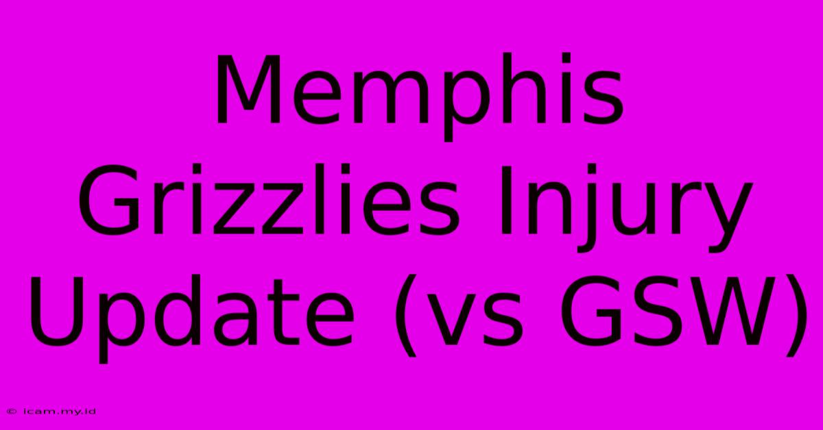 Memphis Grizzlies Injury Update (vs GSW)