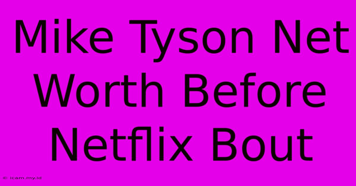 Mike Tyson Net Worth Before Netflix Bout