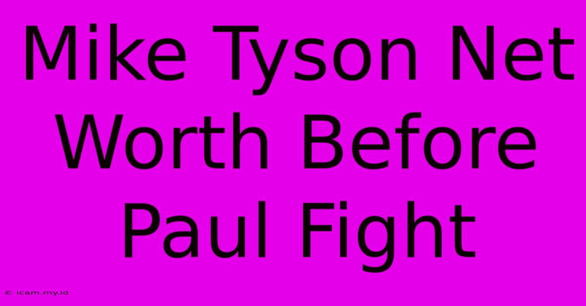 Mike Tyson Net Worth Before Paul Fight