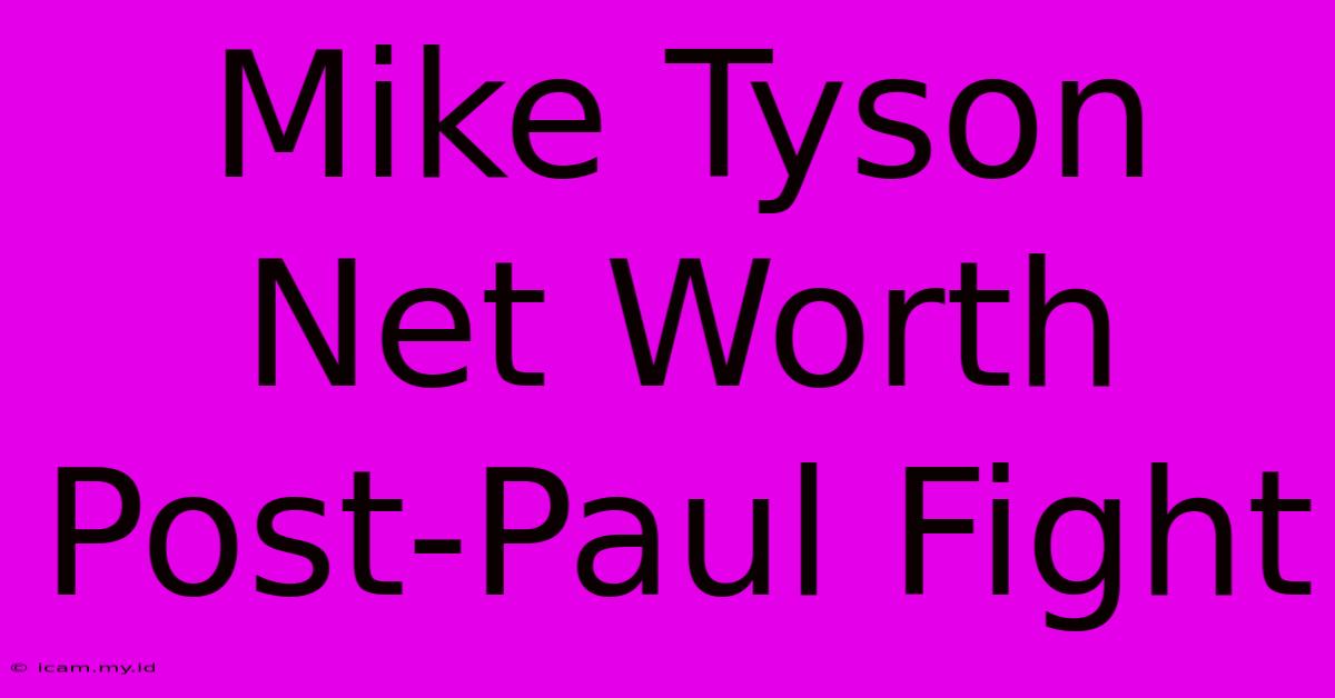 Mike Tyson Net Worth Post-Paul Fight