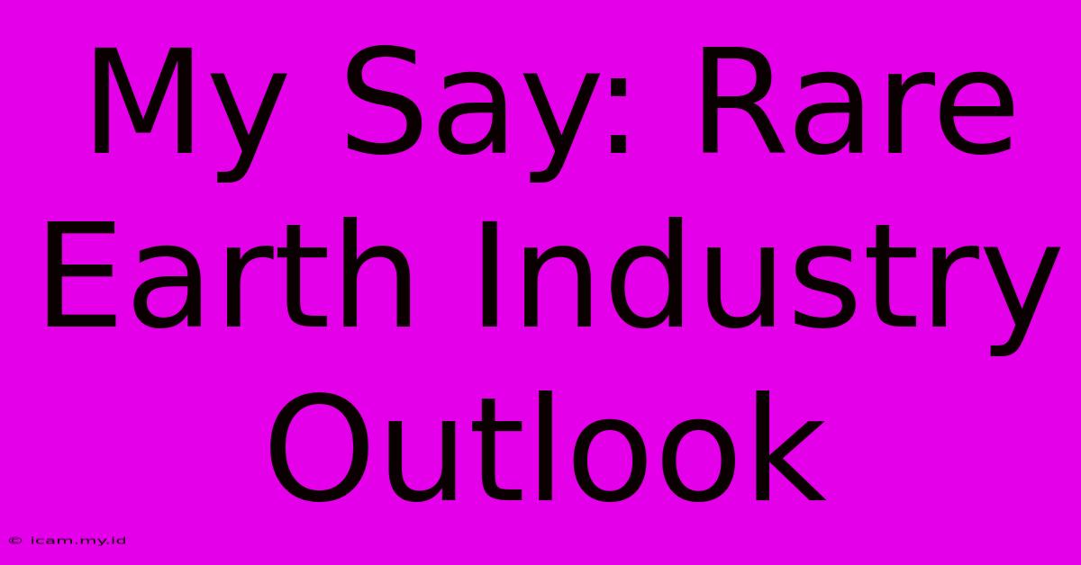 My Say: Rare Earth Industry Outlook