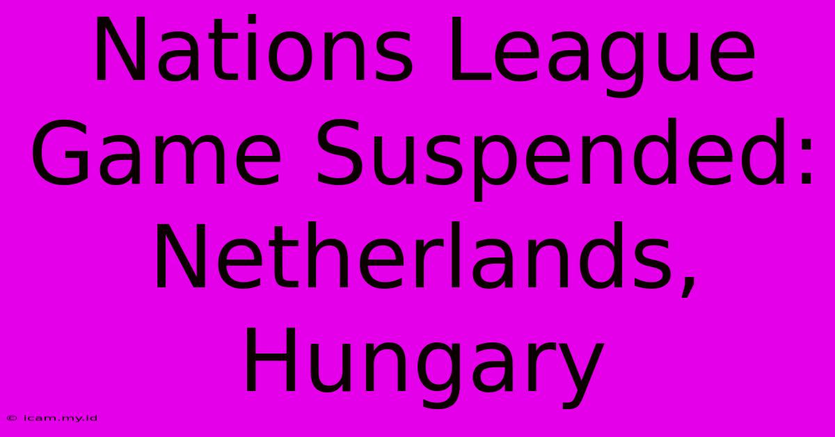 Nations League Game Suspended: Netherlands, Hungary