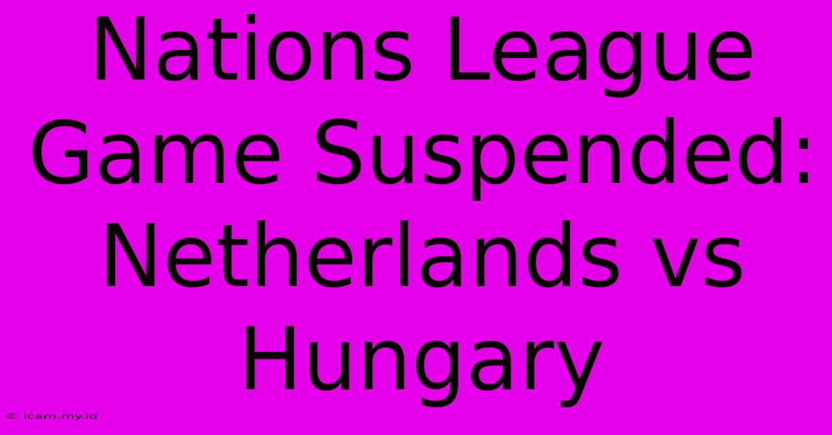 Nations League Game Suspended: Netherlands Vs Hungary