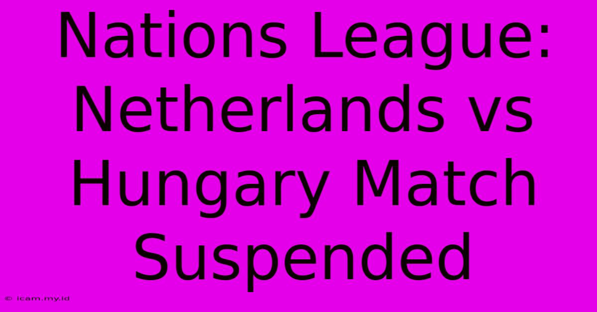 Nations League: Netherlands Vs Hungary Match Suspended