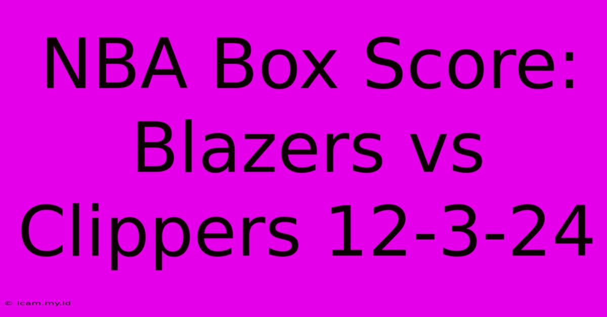 NBA Box Score: Blazers Vs Clippers 12-3-24