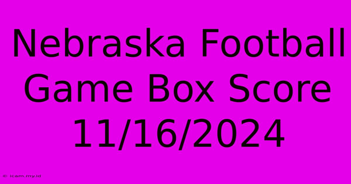 Nebraska Football Game Box Score 11/16/2024