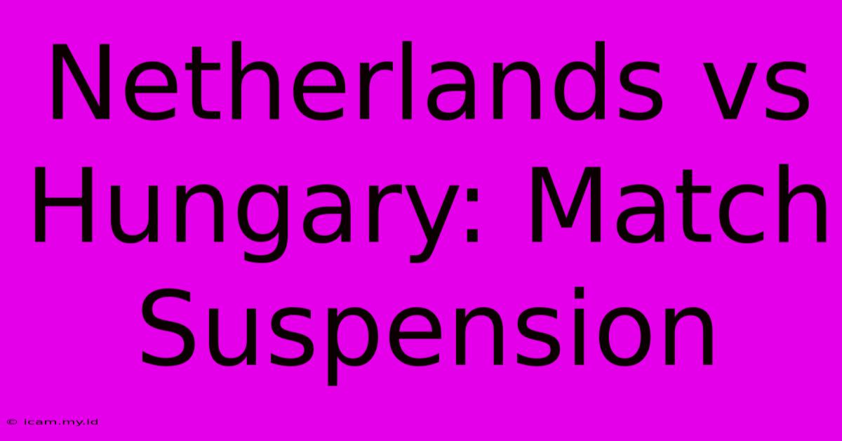 Netherlands Vs Hungary: Match Suspension