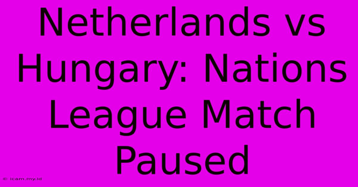 Netherlands Vs Hungary: Nations League Match Paused