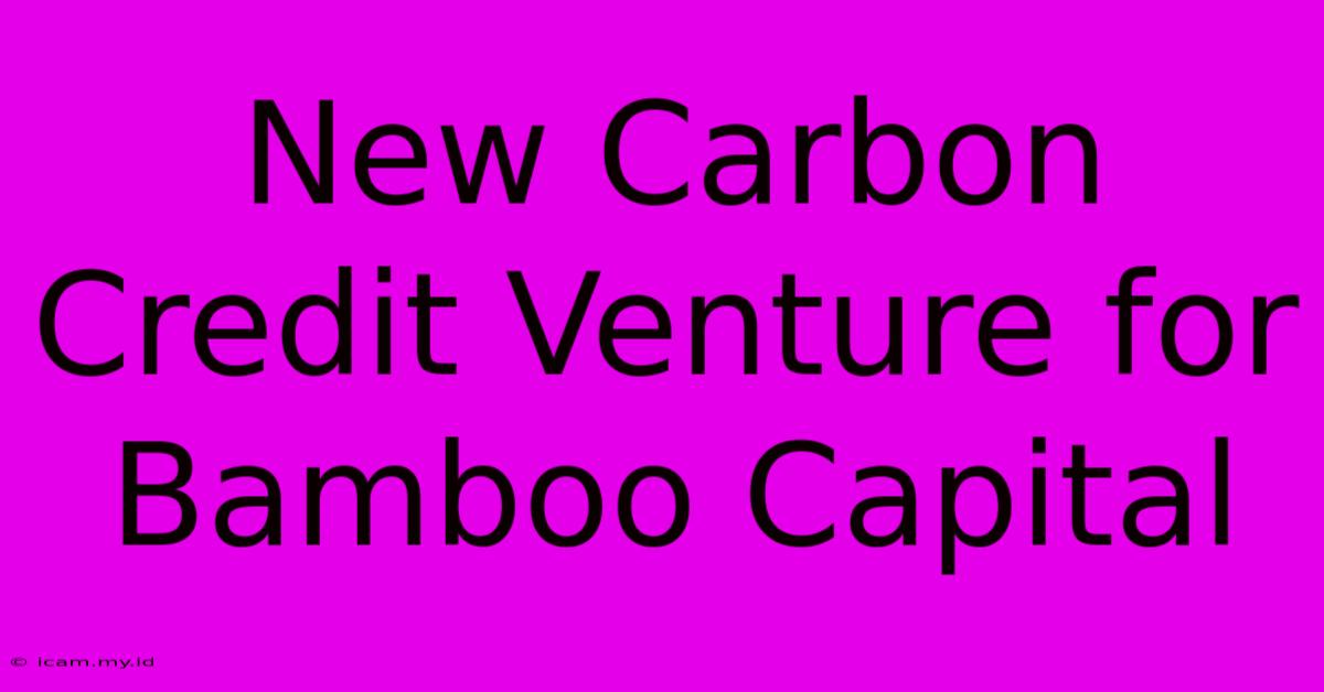 New Carbon Credit Venture For Bamboo Capital