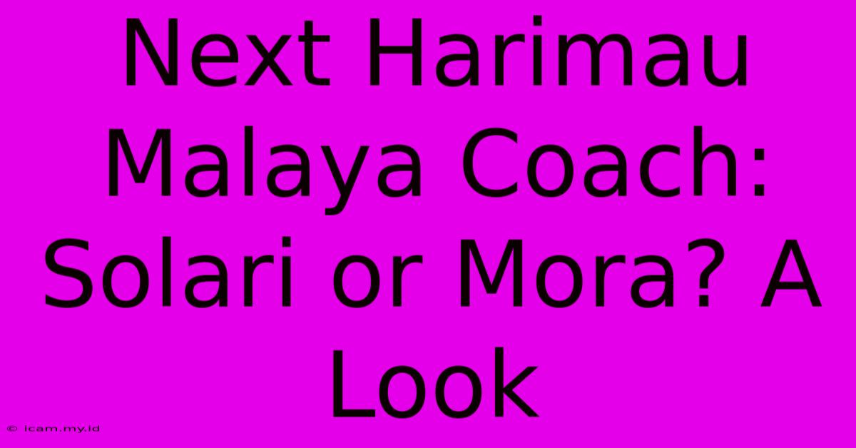 Next Harimau Malaya Coach: Solari Or Mora? A Look