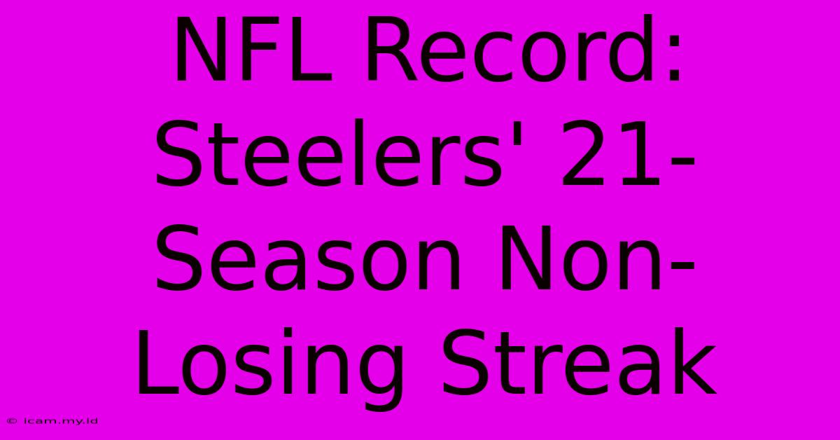 NFL Record: Steelers' 21-Season Non-Losing Streak