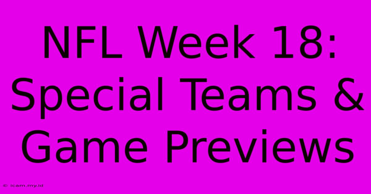 NFL Week 18: Special Teams & Game Previews