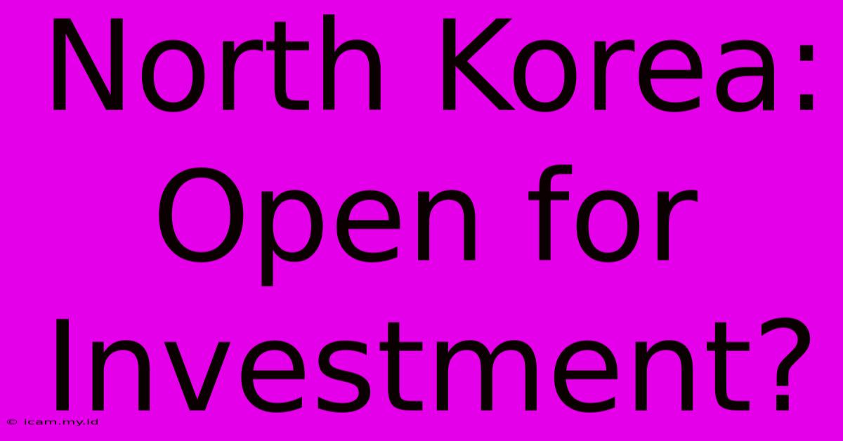 North Korea: Open For Investment?