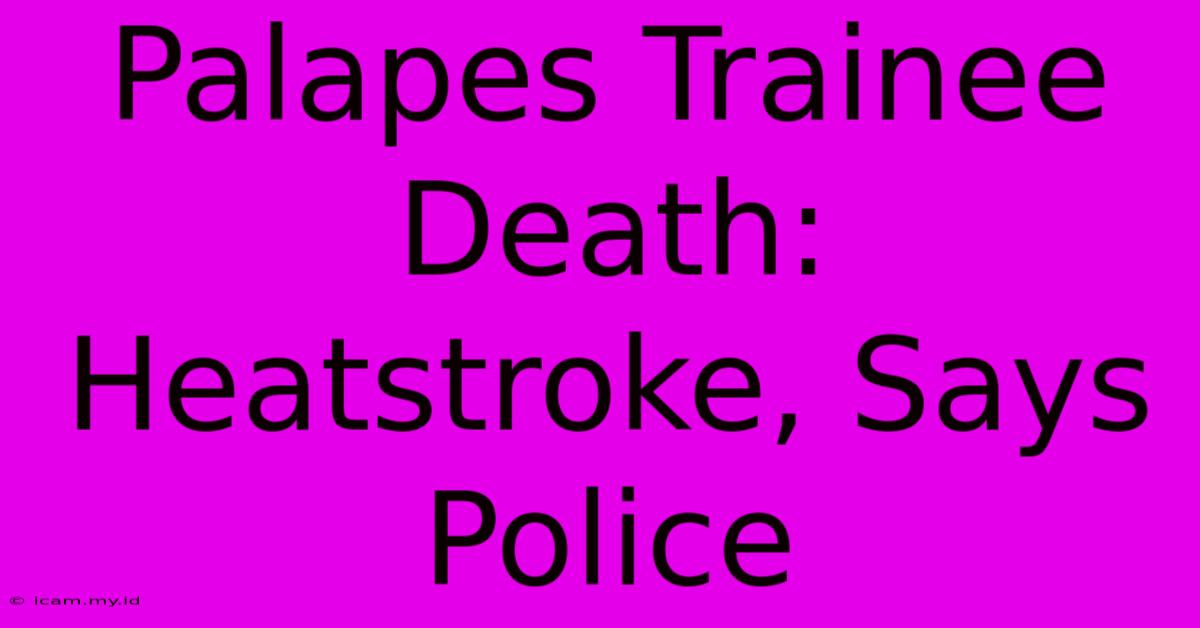 Palapes Trainee Death: Heatstroke, Says Police