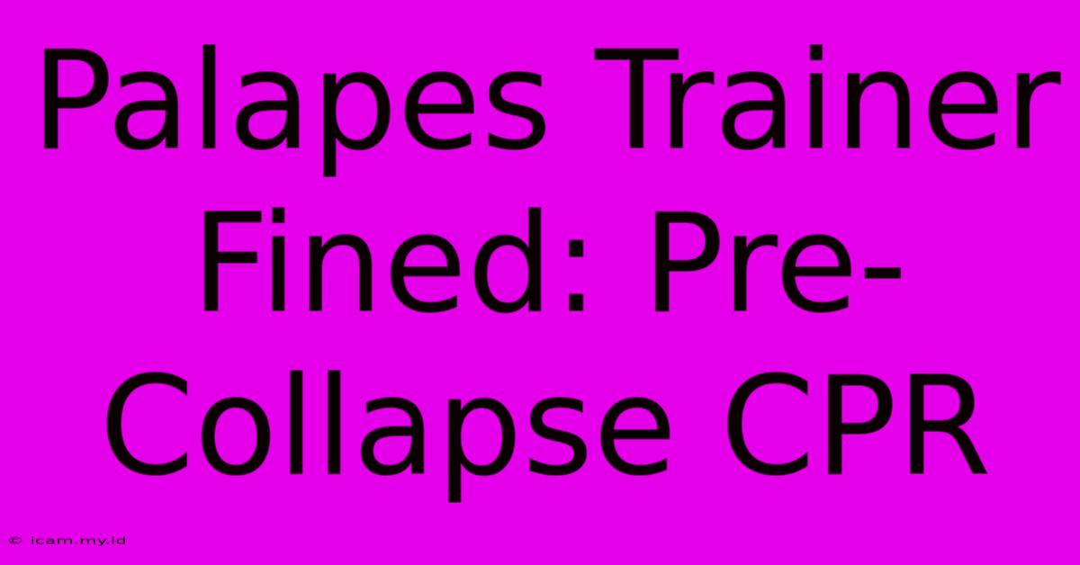 Palapes Trainer Fined: Pre-Collapse CPR