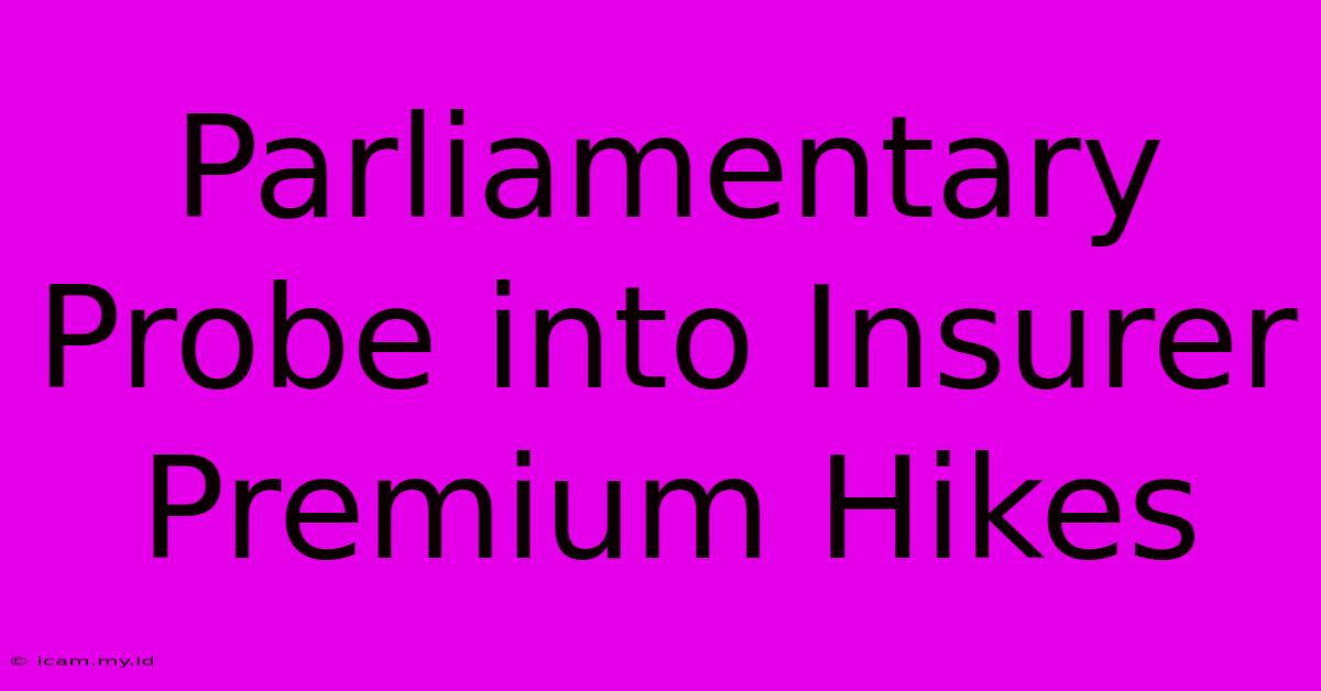 Parliamentary Probe Into Insurer Premium Hikes