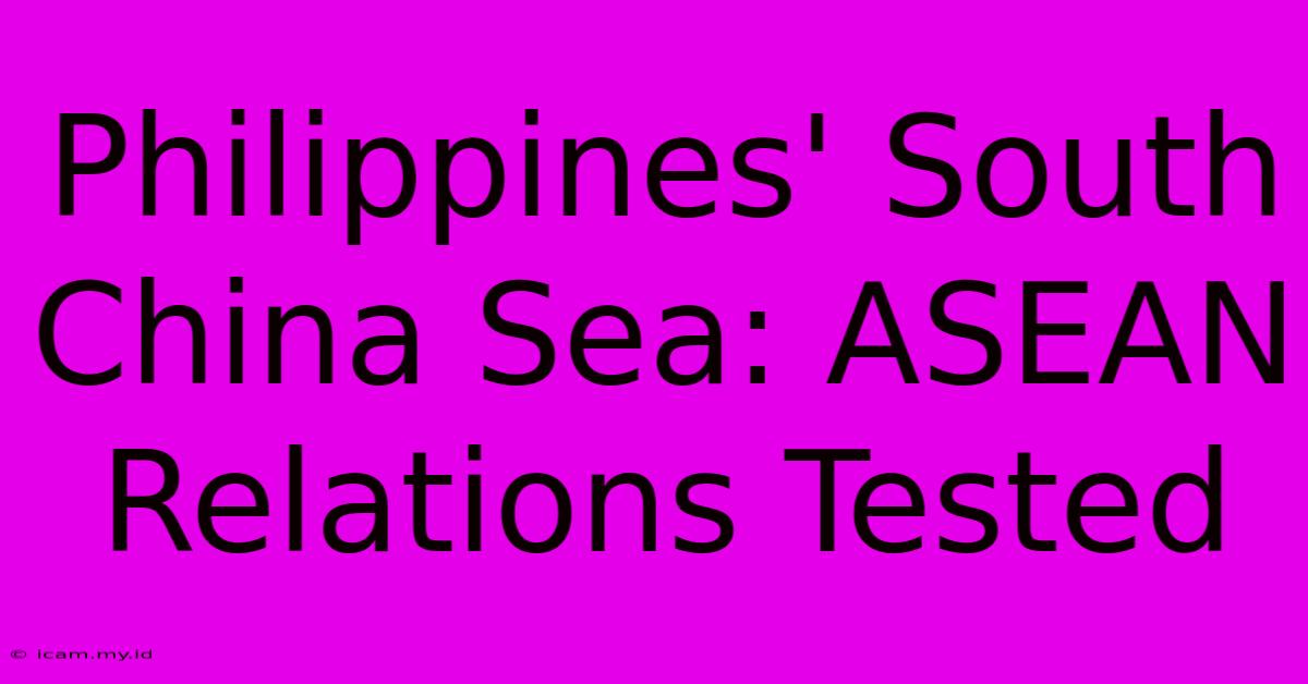 Philippines' South China Sea: ASEAN Relations Tested