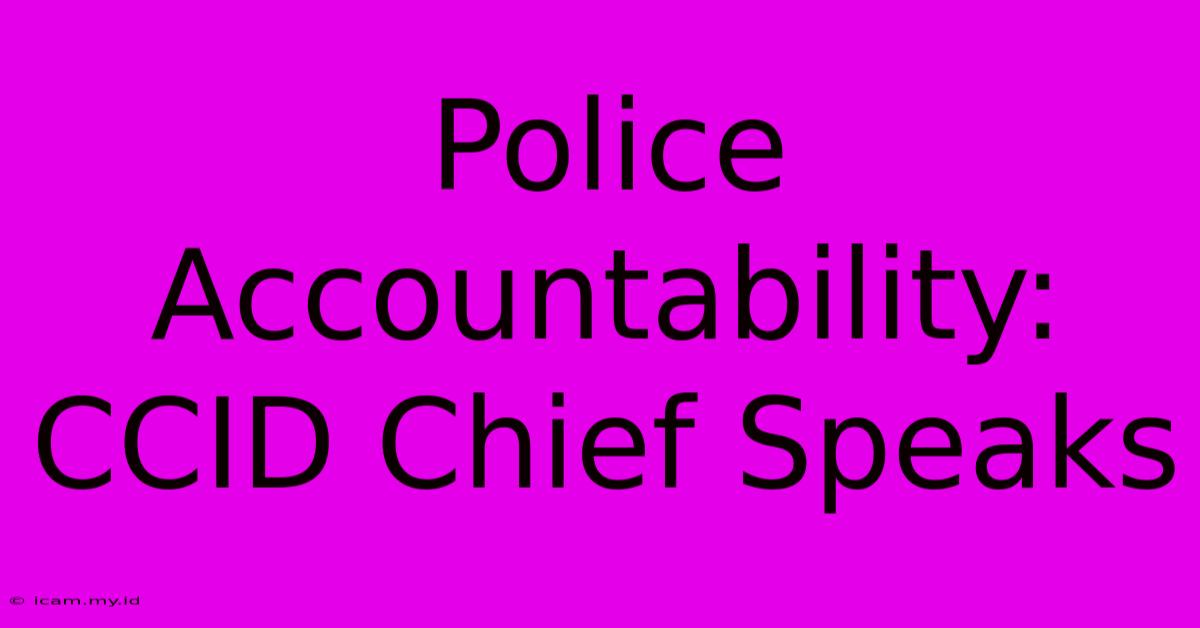 Police Accountability: CCID Chief Speaks