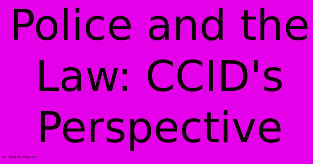 Police And The Law: CCID's Perspective