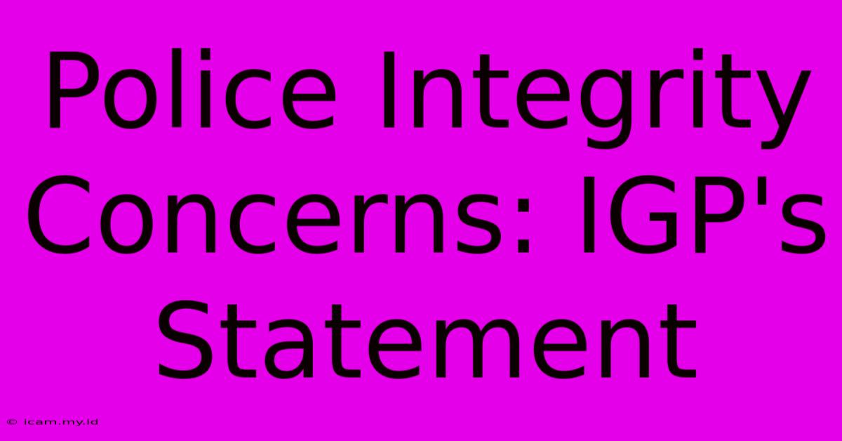 Police Integrity Concerns: IGP's Statement Police Integrity Concerns: IGP's Statement