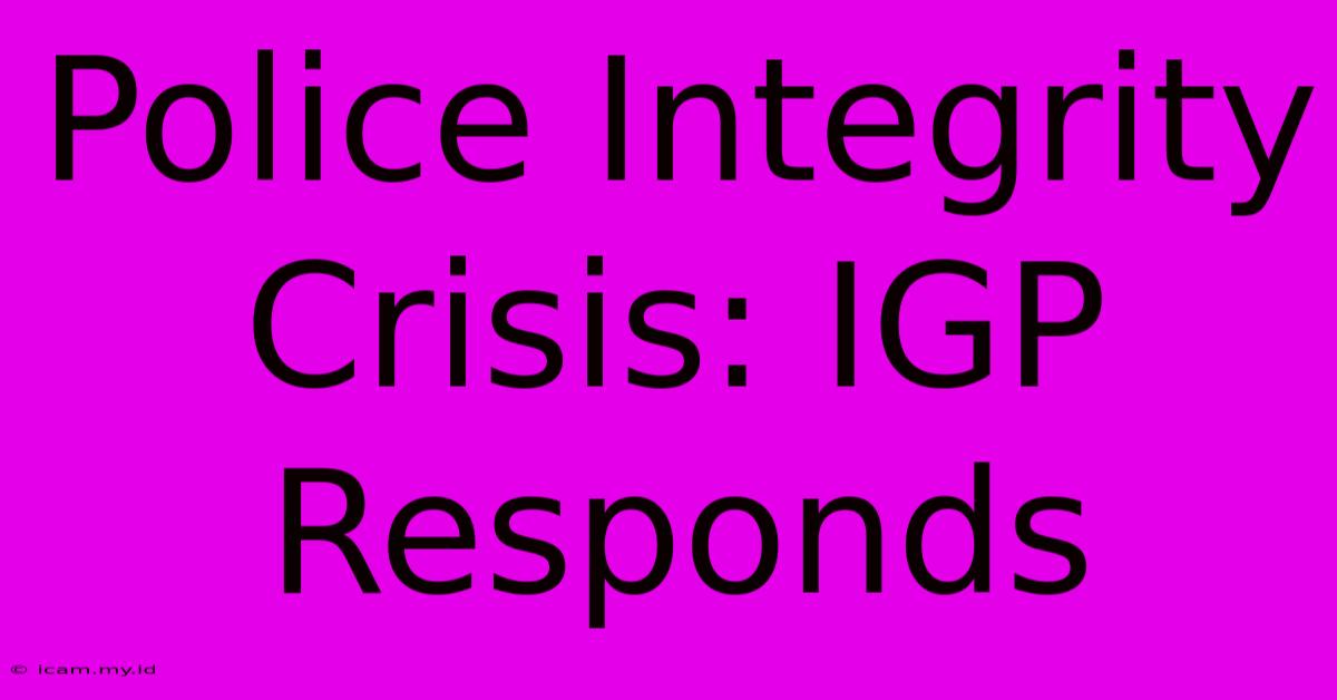 Police Integrity Crisis: IGP Responds