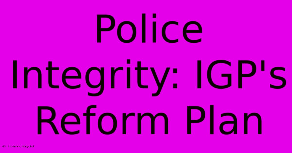 Police Integrity: IGP's Reform Plan