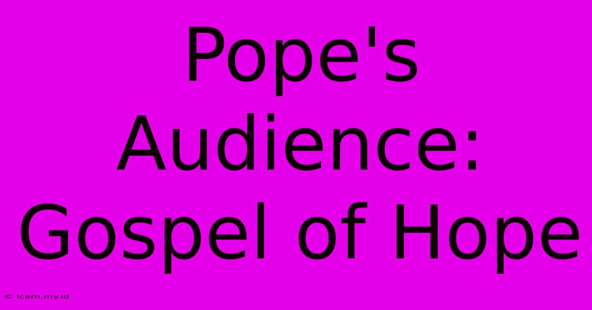 Pope's Audience: Gospel Of Hope