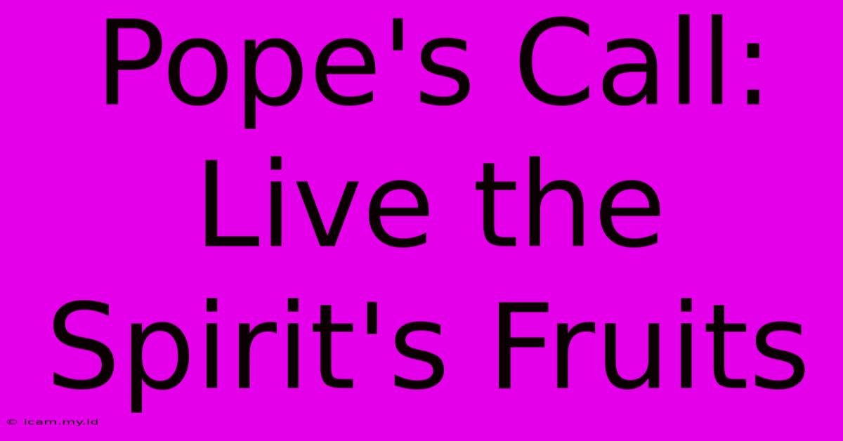 Pope's Call:  Live The Spirit's Fruits