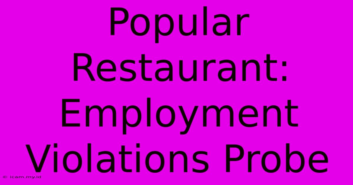 Popular Restaurant: Employment Violations Probe