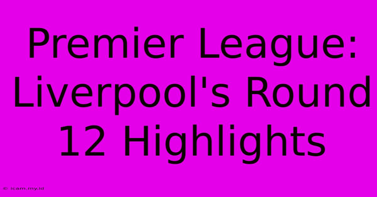 Premier League: Liverpool's Round 12 Highlights