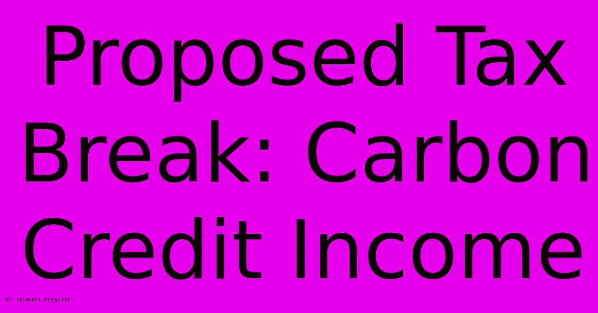 Proposed Tax Break: Carbon Credit Income