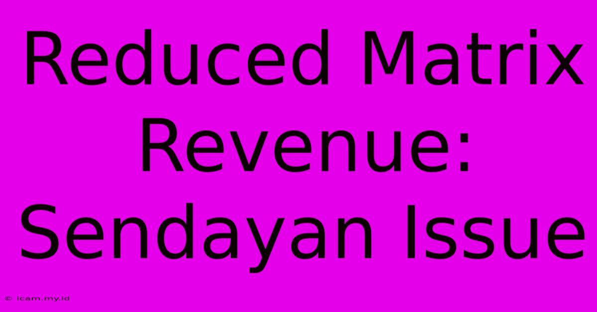 Reduced Matrix Revenue: Sendayan Issue