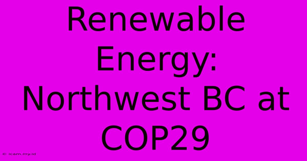 Renewable Energy: Northwest BC At COP29